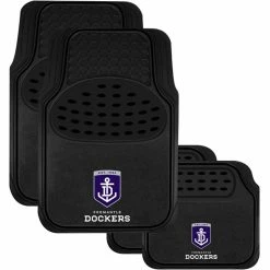 Brand new 🔔 AFL Floor Mats - Fremantle, Combo Rubber/Carpet, Black, Set Of 4 ✔️