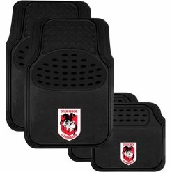 Brand new 🔥 NRL Floor Mats - Dragons, Combo Rubber/Carpet, Black, Set Of 4 ❤️