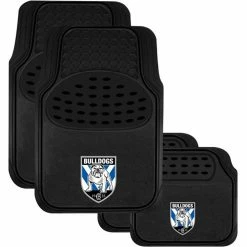 Promo ⌛ NRL Floor Mats - Bulldogs, Combo Rubber/Carpet, Black, Set Of 4 🎉