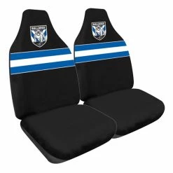 Promo 💯 NRL Seat Covers - Bulldogs, Built-In Headrests, Size 60 Front Pair 🌟