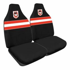 Brand new 👏 NRL Seat Covers - Dragons, Built-In Headrests, Size 60 Front Pair ✔️