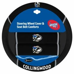Outlet ⌛ AFL Steering Wheel Cover & Seat Belt Buddie Set - Collingwood 👏