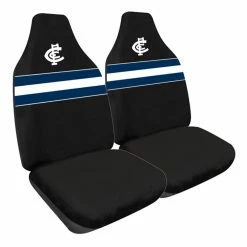 Cheap 👏 AFL Seat Covers - Carlton, Built-In Headrests, Size 60 Front Pair 🥰